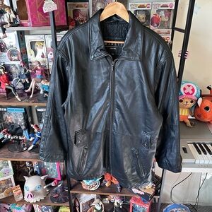 Vintage Winlit Leather Jacket Men’s L Black Full Zip Classic Biker Style